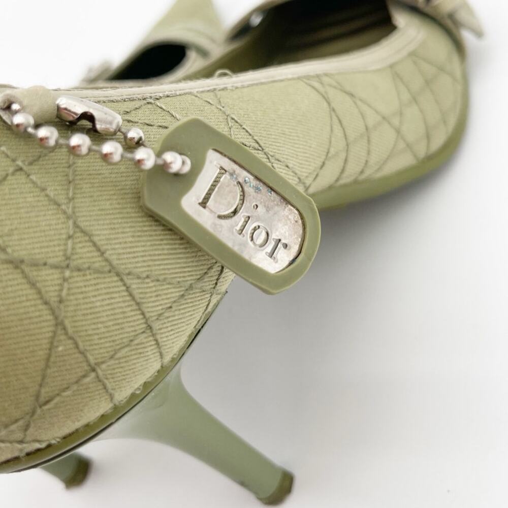 Christian Dior Vintage Green Cannage Rasta Pointed Toe Buckle Pumps Heels EU 37 - Picture 10 of 14